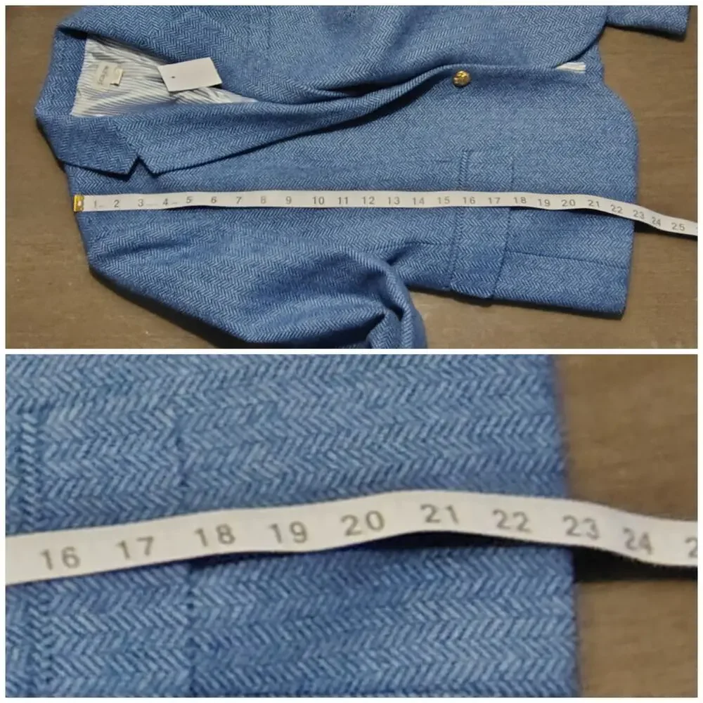 J.Crew Factory Herringbone Wool-blend Schoolboy Blue Blazer Size 10 - Picture 7 of 14